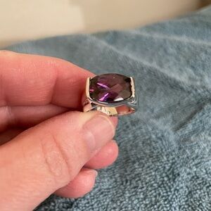 Modernist Purple Amethyst Statement Ring-Size 7